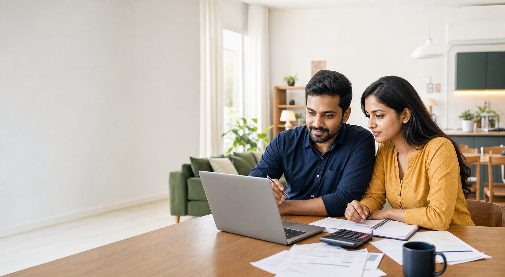 A couple reviewing their finances together